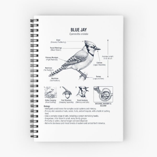 Item preview, Blue Jay Scientific Anatomy Ornithology Bird Birding Lover designed and sold by dian-rody-crest.