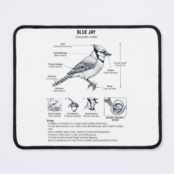 Item preview, Blue Jay Scientific Anatomy Ornithology Bird Birding Lover designed and sold by dian-rody-crest.