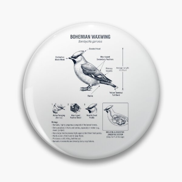 Item preview, Bohemian Waxwing Scientific Anatomy Ornithology Bird Birding Lover designed and sold by dian-rody-crest.