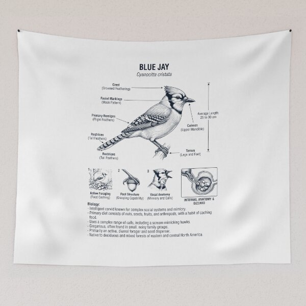 Item preview, Blue Jay Scientific Anatomy Ornithology Bird Birding Lover designed and sold by dian-rody-crest.