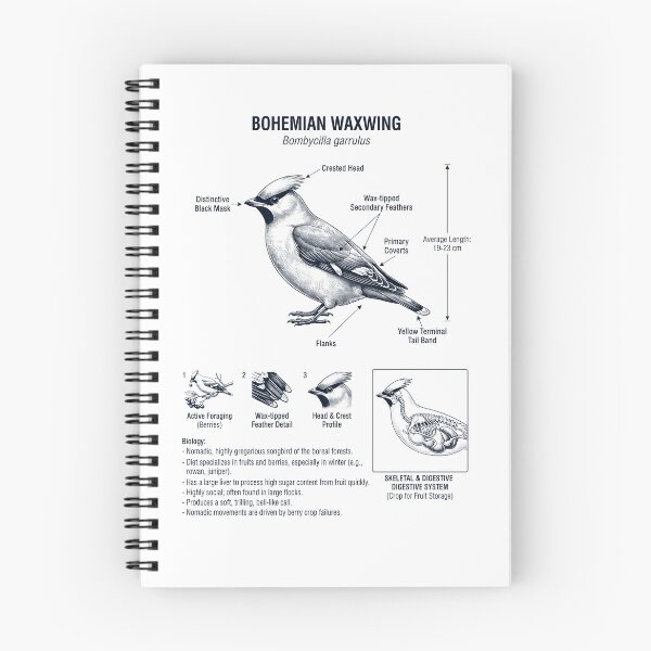 Item preview, Bohemian Waxwing Scientific Anatomy Ornithology Bird Birding Lover designed and sold by dian-rody-crest.