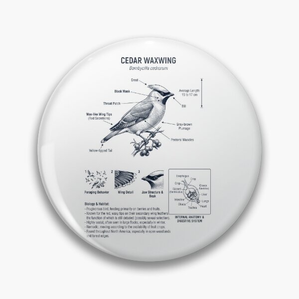 Item preview, Cedar Waxwing Scientific Anatomy Ornithology Bird Birding Lover designed and sold by dian-rody-crest.