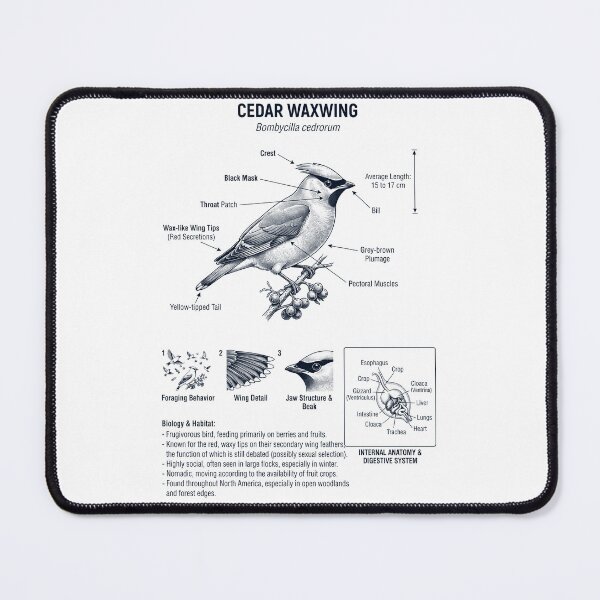 Item preview, Cedar Waxwing Scientific Anatomy Ornithology Bird Birding Lover designed and sold by dian-rody-crest.