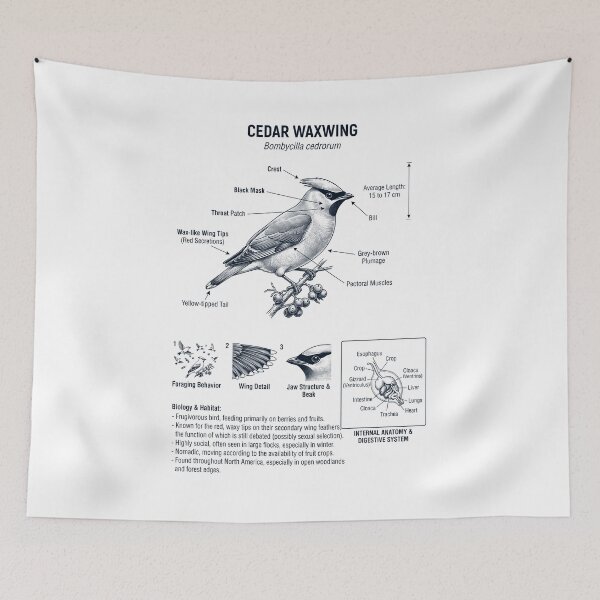 Item preview, Cedar Waxwing Scientific Anatomy Ornithology Bird Birding Lover designed and sold by dian-rody-crest.