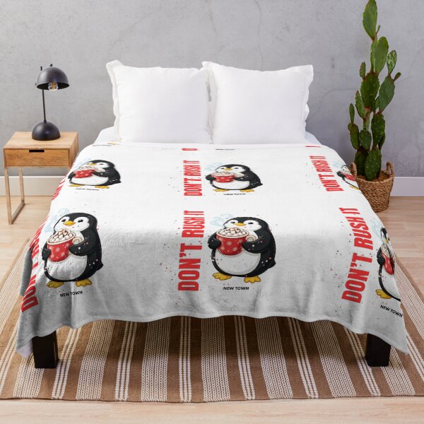 Item preview, Penguin holding a cup of cocoa with the text "Don't Rush It" designed and sold by DVerse Studio.