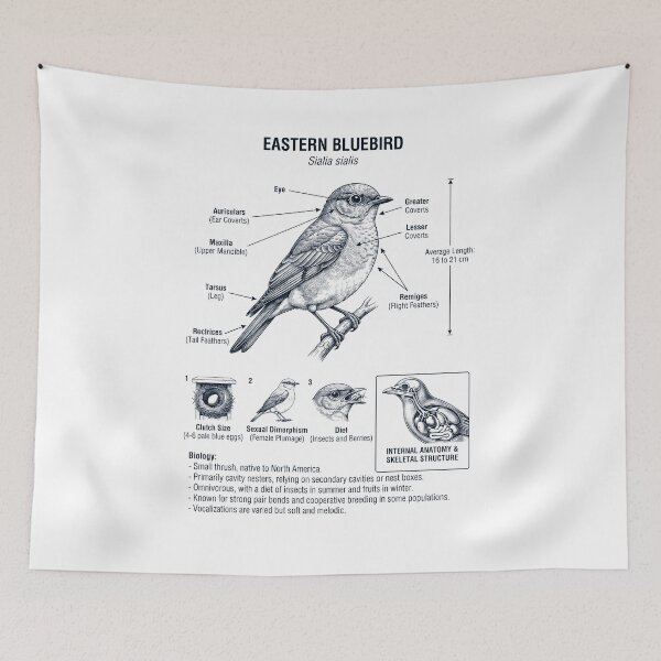 Item preview, Eastern Bluebird Scientific Anatomy Ornithology Bird Birding Lover designed and sold by dian-rody-crest.