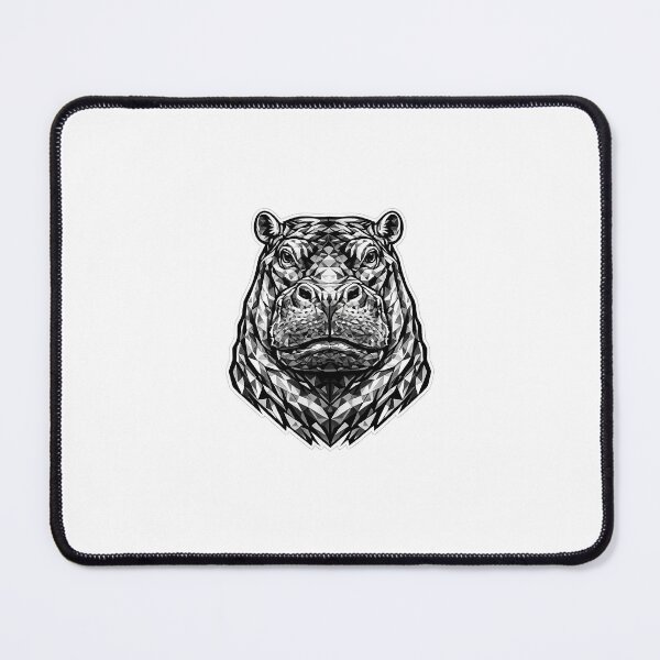 Item preview, Geometric Hippopotamus Head | Low Poly Wildlife Vector | Black & White Hippo Sticker designed and sold by DesertInkArt.