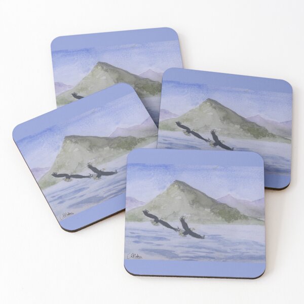 Item preview, Two Bald Eagles in the Mountains: Watercolours designed and sold by Charlotte's Shop of Bird Stuff.