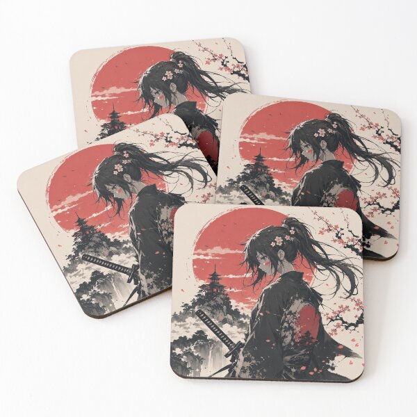 Item preview, Japanese-Inspired Anime Swordswoman | Red Moon Ink Art designed and sold by LunaVales.