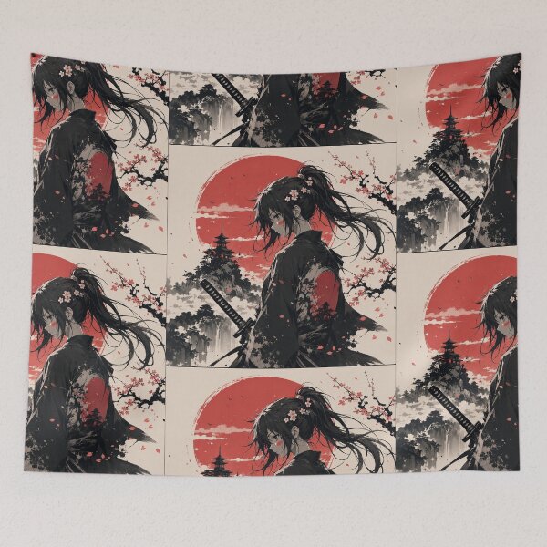 Item preview, Japanese-Inspired Anime Swordswoman | Red Moon Ink Art designed and sold by LunaVales.