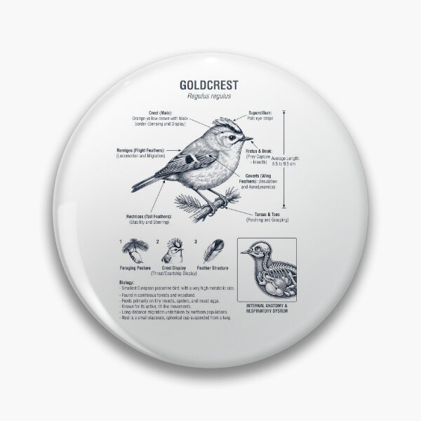 Item preview, Goldcrest Scientific Anatomy Ornithology Bird Birding Lover designed and sold by dian-rody-crest.