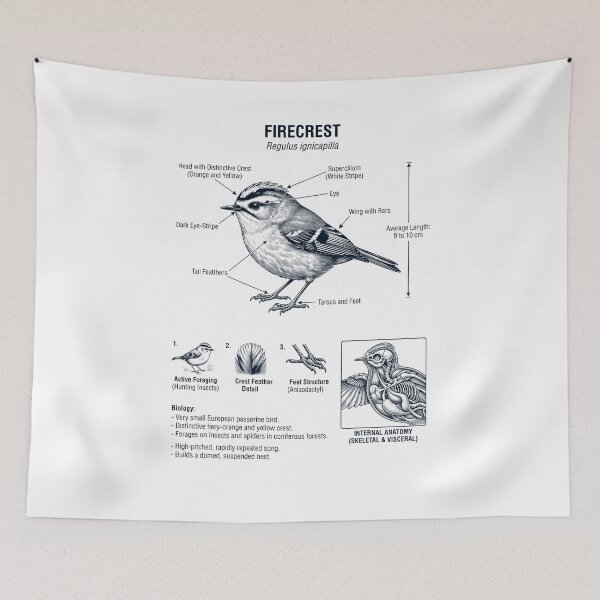 Item preview, Firecrest Scientific Anatomy Ornithology Bird Birding Lover designed and sold by dian-rody-crest.