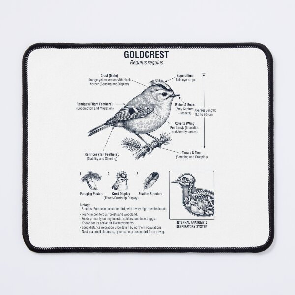 Item preview, Goldcrest Scientific Anatomy Ornithology Bird Birding Lover designed and sold by dian-rody-crest.