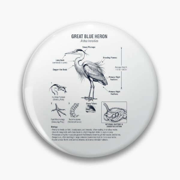 Item preview, Great Blue Heron Scientific Anatomy Ornithology Bird Birding Lover designed and sold by dian-rody-crest.