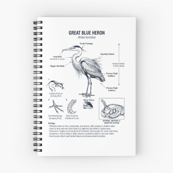 Item preview, Great Blue Heron Scientific Anatomy Ornithology Bird Birding Lover designed and sold by dian-rody-crest.