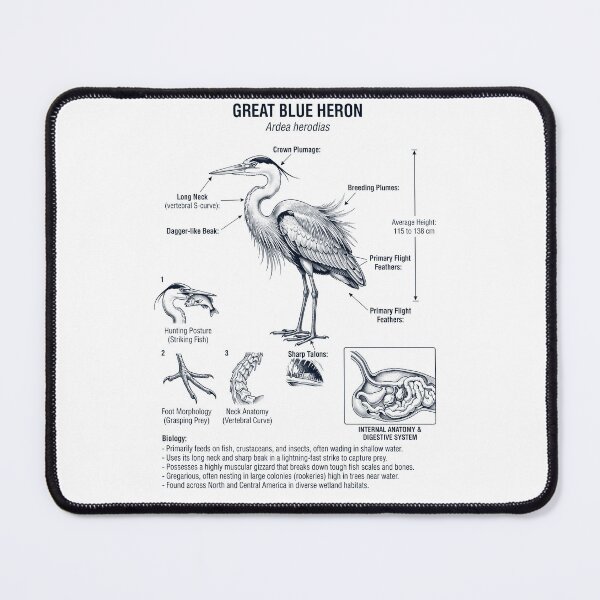 Item preview, Great Blue Heron Scientific Anatomy Ornithology Bird Birding Lover designed and sold by dian-rody-crest.