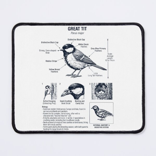 Item preview, Great Tit Scientific Anatomy Ornithology Bird Birding Lover designed and sold by dian-rody-crest.