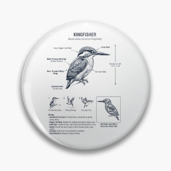 Item preview, Kingfisher Scientific Anatomy Ornithology Bird Birding Lover designed and sold by dian-rody-crest.