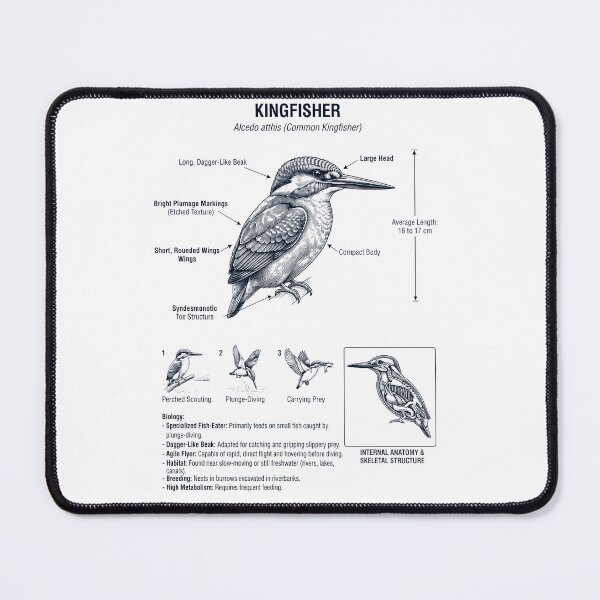 Item preview, Kingfisher Scientific Anatomy Ornithology Bird Birding Lover designed and sold by dian-rody-crest.