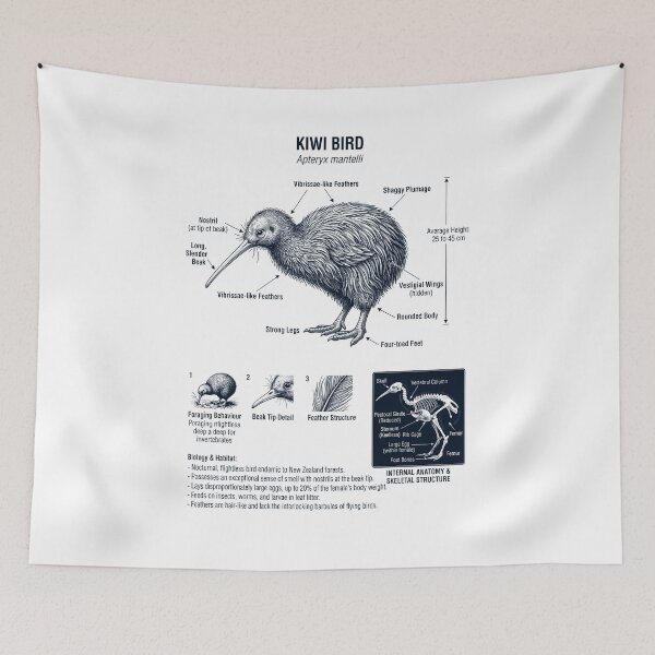 Item preview, Kiwi Bird Scientific Anatomy Ornithology Bird Birding Lover designed and sold by dian-rody-crest.