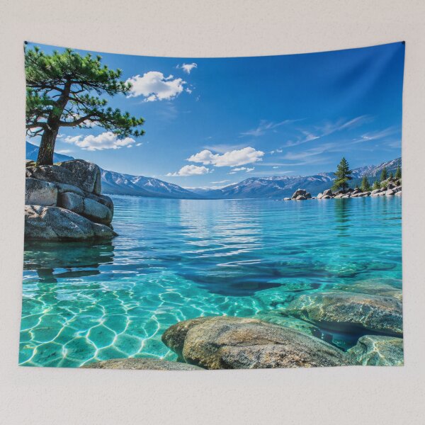 Item preview, Crystal Clear Alpine Lake with Lone Pine and Turquoise Reflections designed and sold by Wild Bloom Paws.