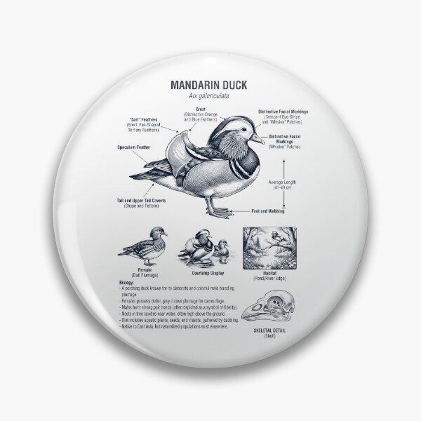 Item preview, Mandarin Duck Scientific Anatomy Ornithology Bird Birding Lover designed and sold by dian-rody-crest.