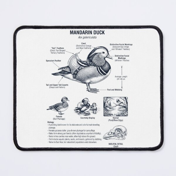 Item preview, Mandarin Duck Scientific Anatomy Ornithology Bird Birding Lover designed and sold by dian-rody-crest.
