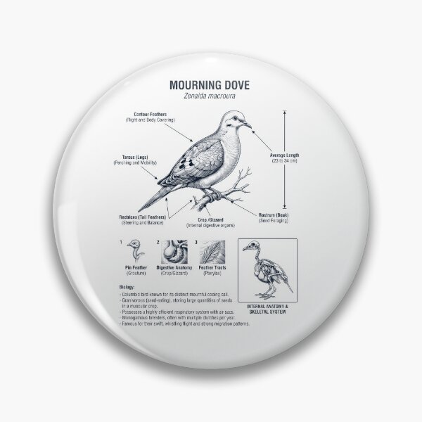 Item preview, Mourning Dove Scientific Anatomy Ornithology Bird Birding Lover designed and sold by dian-rody-crest.