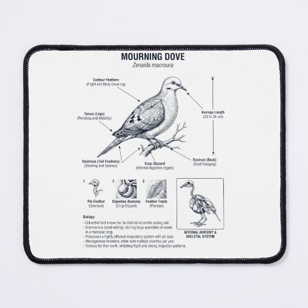 Item preview, Mourning Dove Scientific Anatomy Ornithology Bird Birding Lover designed and sold by dian-rody-crest.