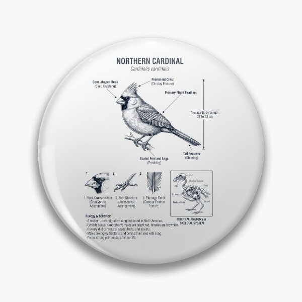 Item preview, Northern Cardinal Scientific Anatomy Ornithology Bird Birding Lover designed and sold by dian-rody-crest.