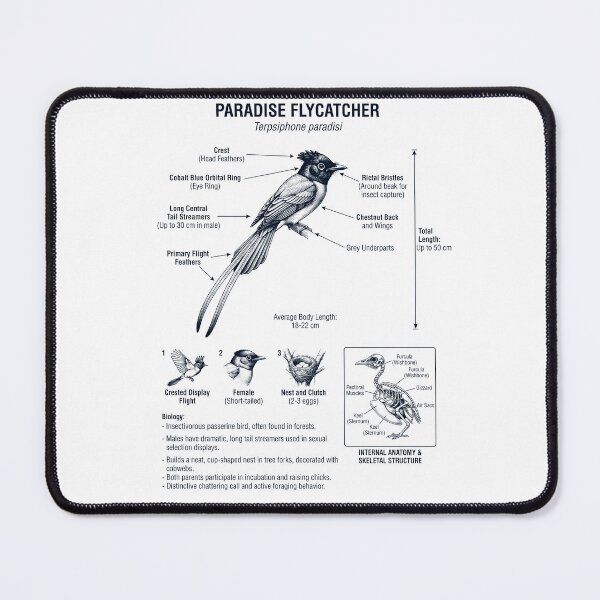 Item preview, Paradise Flycatcher Scientific Anatomy Ornithology Bird Birding Lover designed and sold by dian-rody-crest.