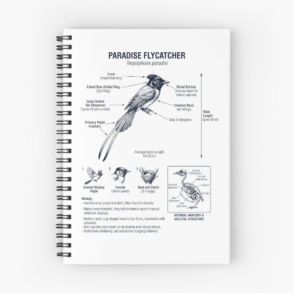 Item preview, Paradise Flycatcher Scientific Anatomy Ornithology Bird Birding Lover designed and sold by dian-rody-crest.