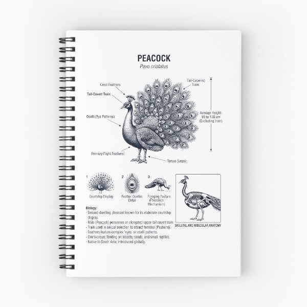Item preview, Peacock Scientific Anatomy Ornithology Bird Birding Lover designed and sold by dian-rody-crest.