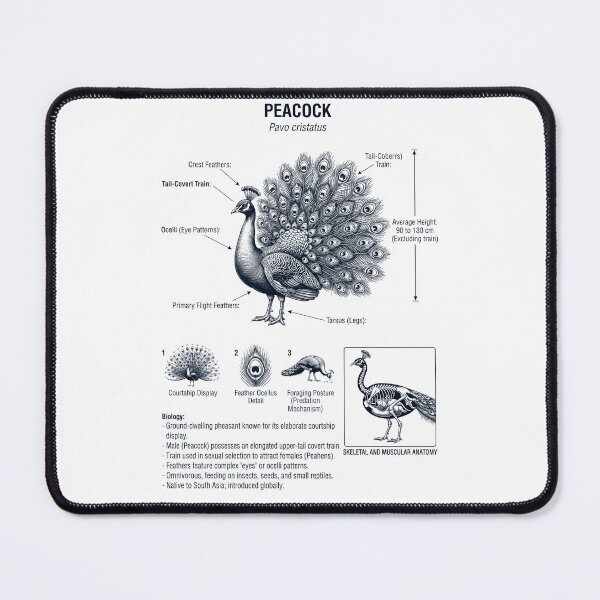 Item preview, Peacock Scientific Anatomy Ornithology Bird Birding Lover designed and sold by dian-rody-crest.