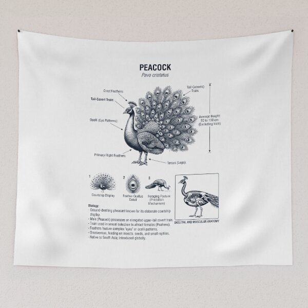 Item preview, Peacock Scientific Anatomy Ornithology Bird Birding Lover designed and sold by dian-rody-crest.