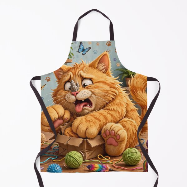 Item preview, Funny Fluffy Orange Cat in Tiny Box | Whimsical Cartoon Animal Art designed and sold by TreatLLC.