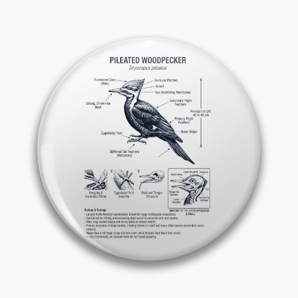 Item preview, Pileated Woodpecker Scientific Anatomy Ornithology Bird Birding Lover designed and sold by dian-rody-crest.