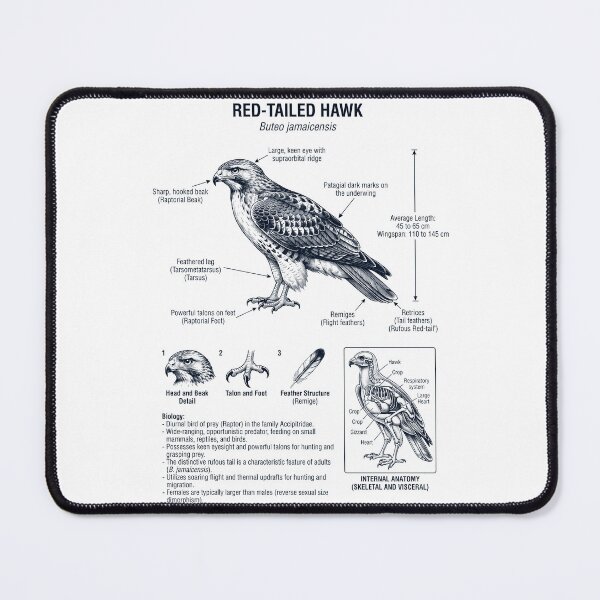 Item preview, Red tailed Hawk Scientific Anatomy Ornithology Bird Birding Lover designed and sold by dian-rody-crest.