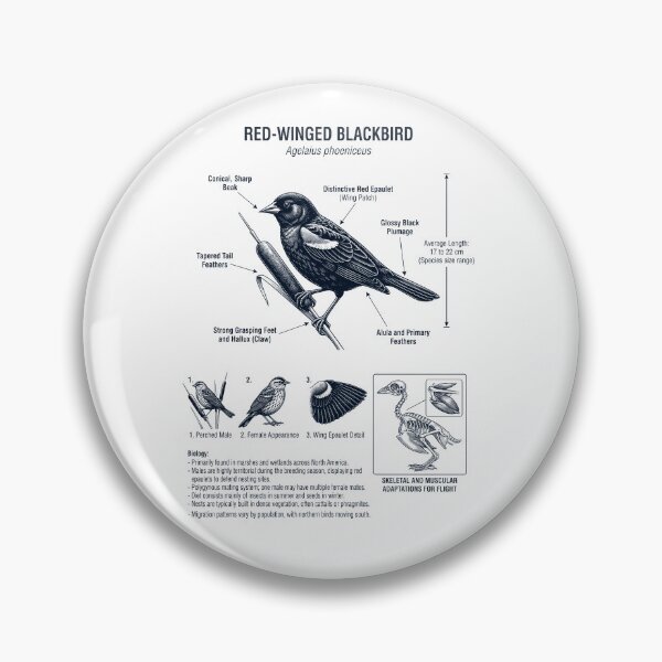Item preview, Red winged Blackbird Scientific Anatomy Ornithology Bird Birding Lover designed and sold by dian-rody-crest.