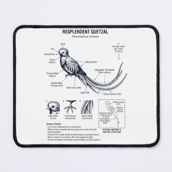 Item preview, Resplendent Quetzal Scientific Anatomy Ornithology Bird Birding Lover designed and sold by dian-rody-crest.