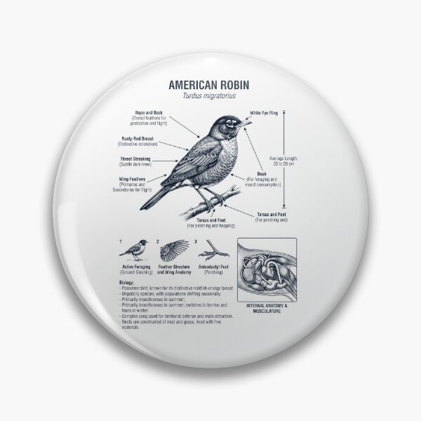 Item preview, Robin Scientific Anatomy Ornithology Bird Birding Lover designed and sold by dian-rody-crest.