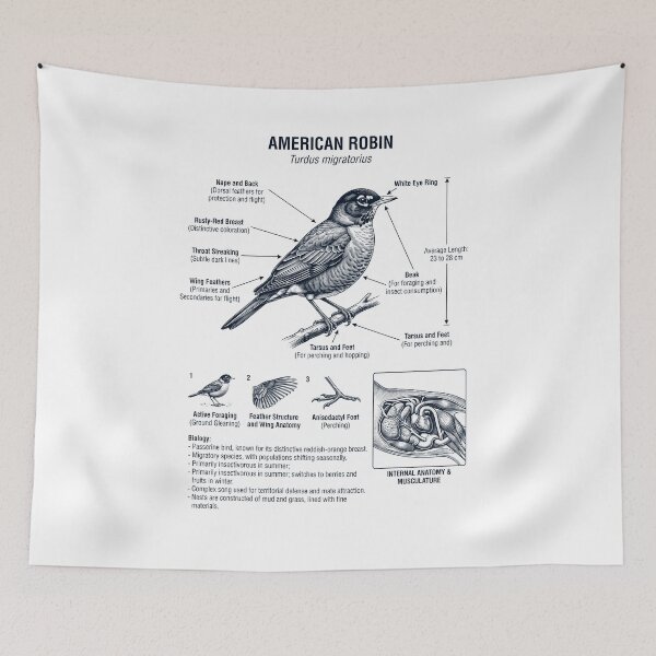 Item preview, Robin Scientific Anatomy Ornithology Bird Birding Lover designed and sold by dian-rody-crest.