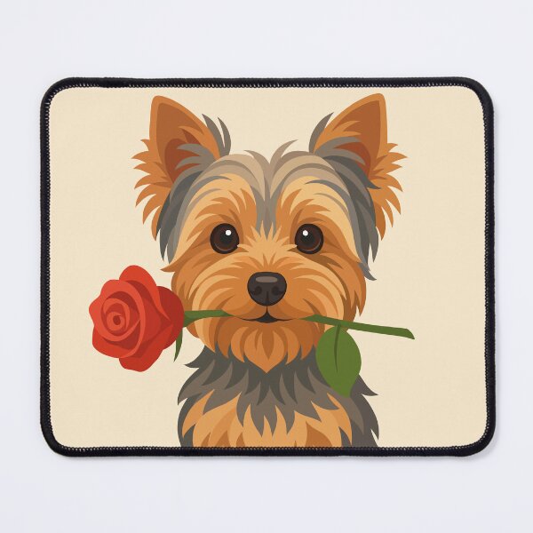 Item preview, Cute Yorkshire Terrier with Red Rose | Whimsical Dog Illustration designed and sold by ZanyPaintbrush.