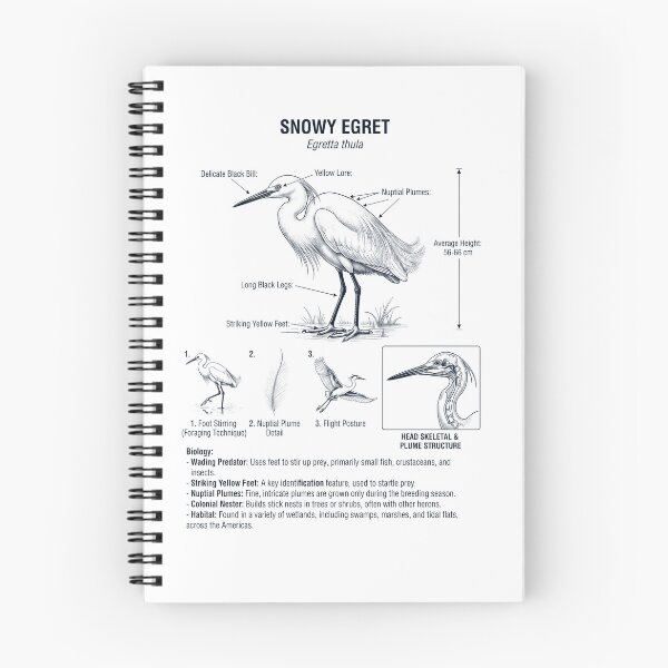 Item preview, Snowy Egret Scientific Anatomy Ornithology Bird Birding Lover designed and sold by dian-rody-crest.