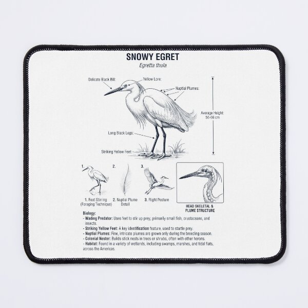 Item preview, Snowy Egret Scientific Anatomy Ornithology Bird Birding Lover designed and sold by dian-rody-crest.
