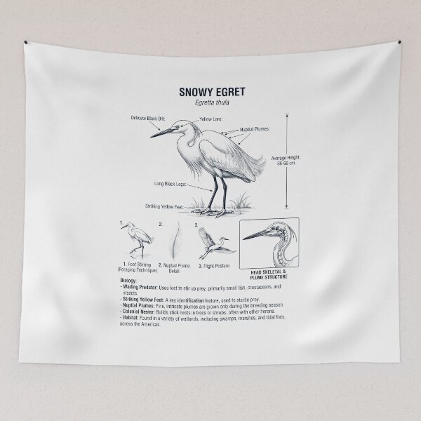 Item preview, Snowy Egret Scientific Anatomy Ornithology Bird Birding Lover designed and sold by dian-rody-crest.