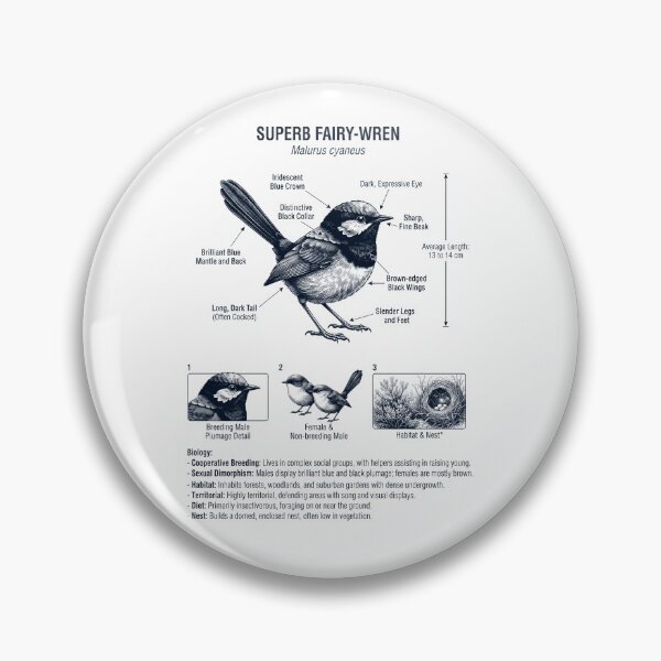 Item preview, Superb Fairy wren Scientific Anatomy Ornithology Bird Birding Lover designed and sold by dian-rody-crest.