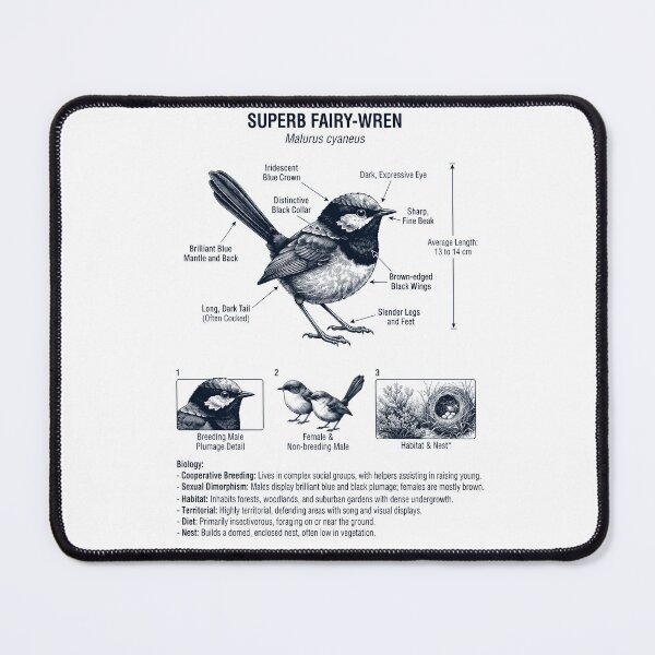 Item preview, Superb Fairy wren Scientific Anatomy Ornithology Bird Birding Lover designed and sold by dian-rody-crest.