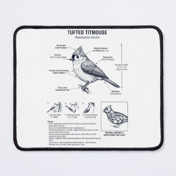 Item preview, Tufted Titmouse Scientific Anatomy Ornithology Bird Birding Lover designed and sold by dian-rody-crest.