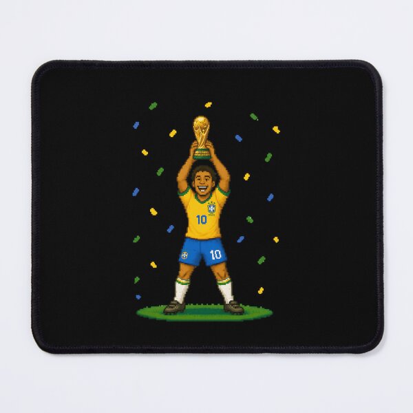 Item preview, 8-Bit Brazil Soccer Champion Holding Golden Trophy Pixel Art PNG | Retro Football Game Design designed and sold by rubbytipsy.